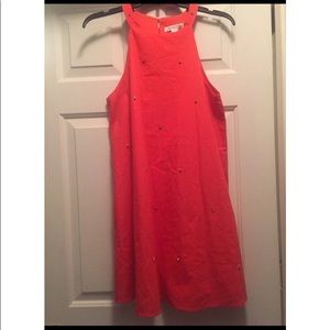COPY - Size small bright tomato red halter dress adorned with multicolor diamon…